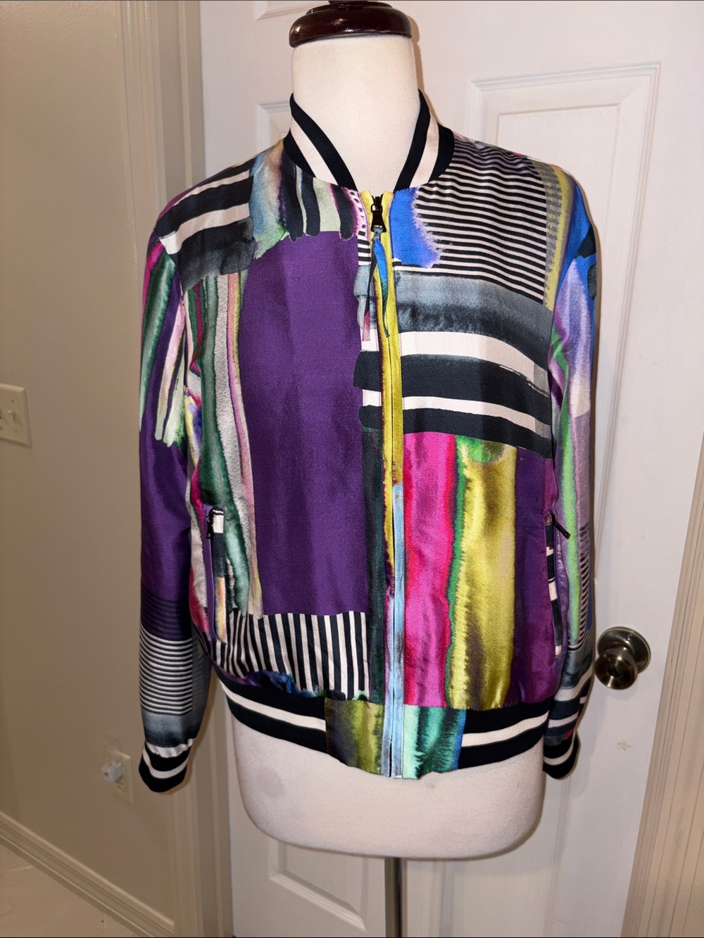 RARE Nwot Robert Graham Silk Bomber Jacket